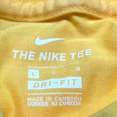 THE NIKE TEE Womens L Cotton Blend Crew Neck Short Sleeve Athletic Yellow Top - Picture 4 of 6