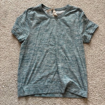 Athleta In Motion Heather Tee Womens S Teal Blue Space Dye Short Sleeve 798570
