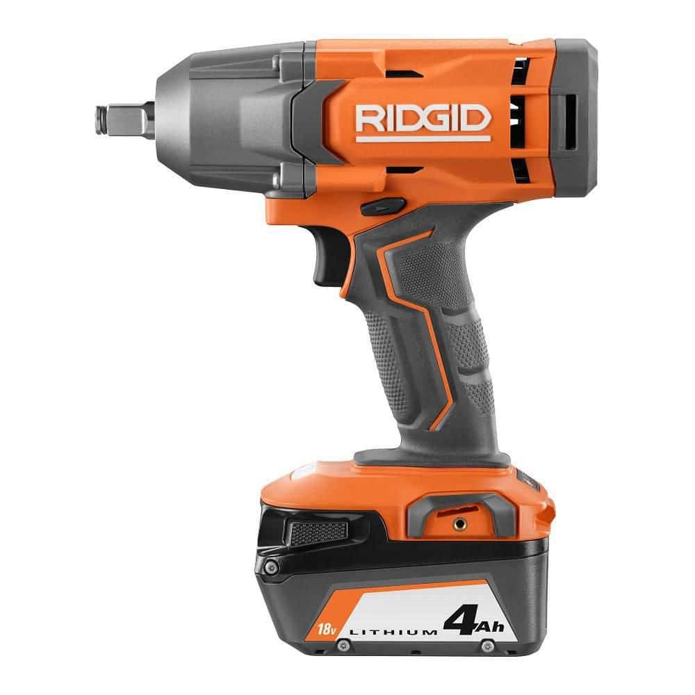 RIDGID 18V Cordless 1/2 in. Impact Wrench Kit with 4.0 Ah Battery and Charger