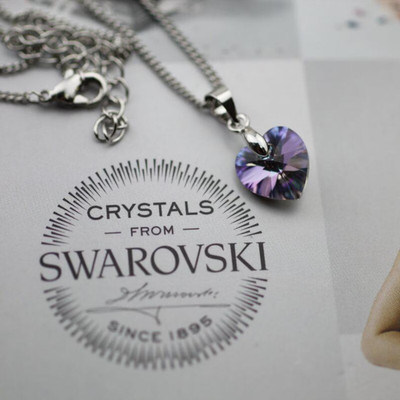 10mm Silver Swarovski Crystal Heart Necklace Handmade Jewelry