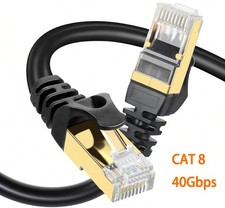 Cat 8 Ethernet Cable RJ45 LAN Network Patch Gold Plated Cord High Speed 40Gbps