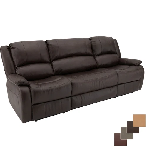 RecPro Charles 94" Double RV Wall Hugger Recliner Sofa with Console Chestnut
