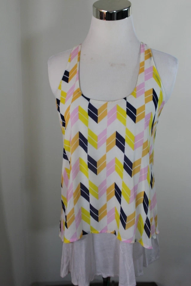 Womans Casual Sleeveless Tank Cami Blouse Retro Print Razor Back by BarIII Sz Sm - Image 2 of 4