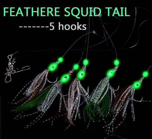 Combination Sabiki Fishing Hook Fishing Lure Silicone Squid Bait Luminous Beads - Picture 4 of 12