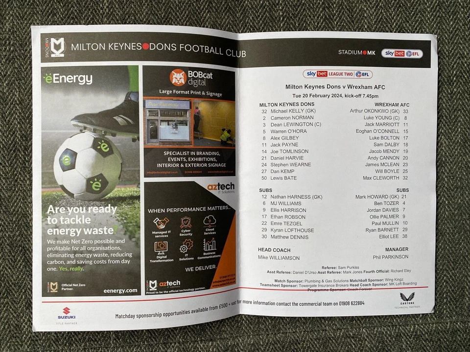 * MK Dons vs Wrexham rare SOLD OUT Football Programme with Teamsheet - Image 3 of 3