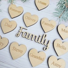 Personalised Wooden Hearts ANY NAME  Family Tree Wedding Guestbook Hearts  Ply