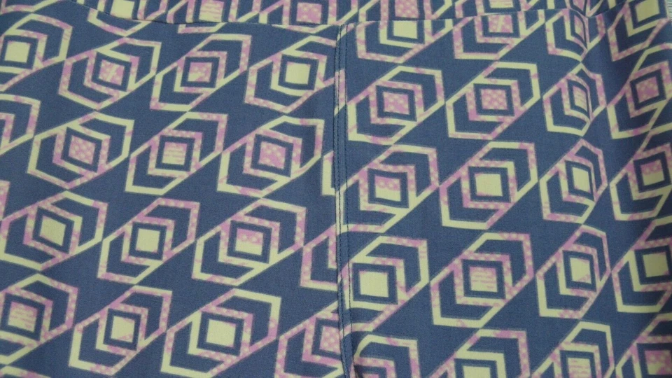 Leggings Lularoe Talla Única OS Azul Rosa y Crema Diseño Abstracto Foto 3 de 4