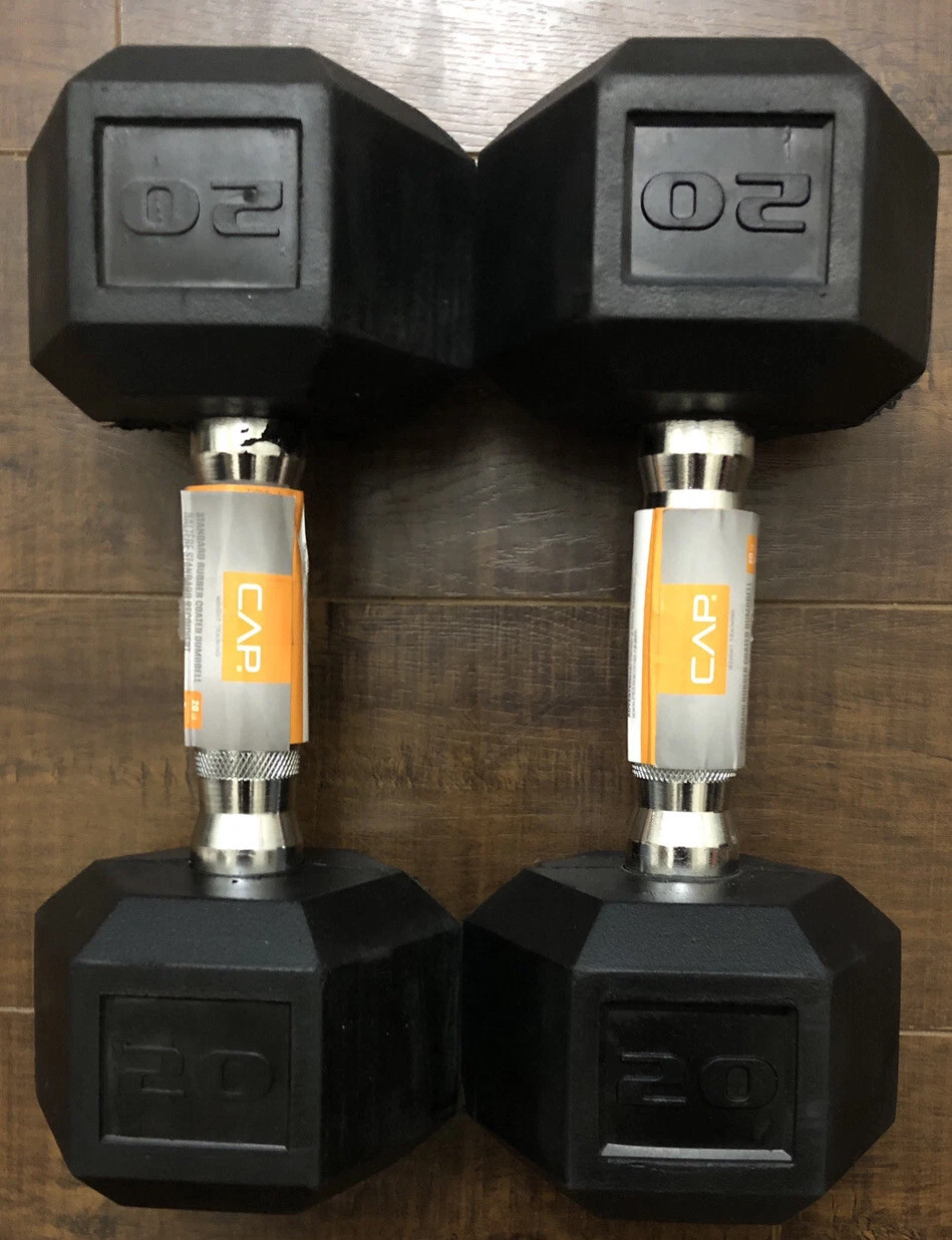 🔥 2 CAP 20 LB New Rubber Hex Dumbbell Weights Set Of 2.