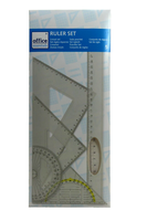 5Tlg. Geometrie Lineal Set Geodreieck Winkelmesser Zeichendreieck Rundlineal