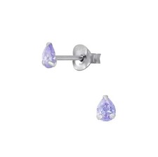 Amethyst Teardrop Silver Stud Earrings
