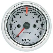 Equus White Tachometer Gauge E5076; 5000 Series 0 to 8000 RPM 2-1/2" Electric
