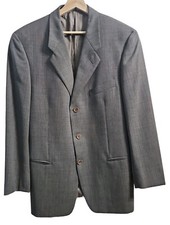 Vtg 90s Giorgio Armani Le Collezioni Blazer 41R Gray Virgin Wool 3-Button Italy