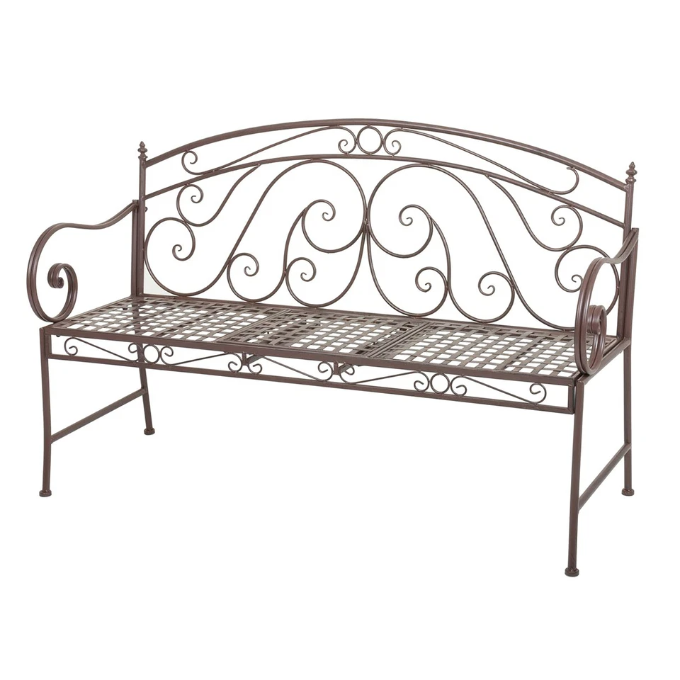 Metall Bank mit ausklappbarem Tisch - 2 / 3 Sitzer - Park Garten Sitz Bank Eisen - Bild 3 von 4