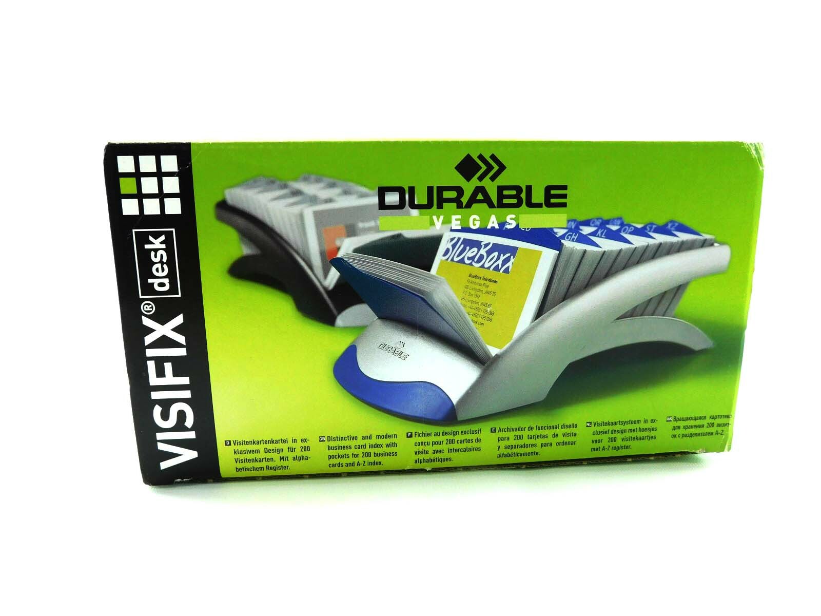 DURABLE VISIFIX Desk Business Card File, 100 Pockets, A-Z Guides,  Graphite/Black 4005546206523 | eBay