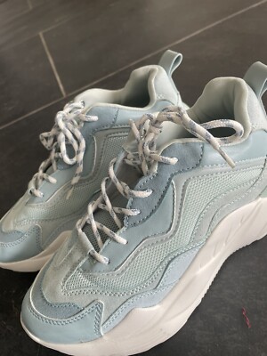 Pale Blue Topshop Chunky Trainers Size UK