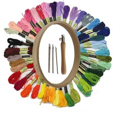 Punch Embroidery Kit Starter Set with Nurge Wooden Hoop & Threads for Beginners