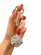 Luxury Rhinestone Dice Casino Game Keychain, Keyring, Bag Charm Accessory