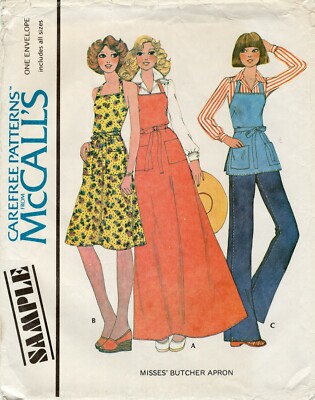 McCall's SAMPLE Back Wrap Butcher Apron 3 Lengths Sz 6-20 UNCUT Sewing Pattern