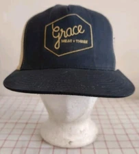 Grace Meat And Three Employee Trucker Cap Hat Blue Mens Adjustable Snapback Mesh