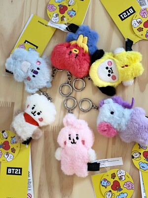 BT21 Baby Flat Fur Plush Bag charm Keyring Official K-POP