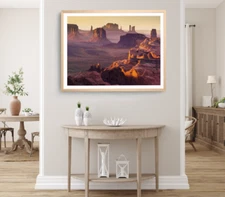 Rock Mountain Print, Misty Aeria Wall Art, Sunset Framed Nature Wall Art,Natural