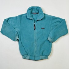 Vintage 1990s Patagonia Fleece Full Zip Jacket 1980s Teal Made In USA Kids 10