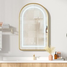 20x31 Inch Lighted Arched Bathroom Mirror Cabinet with Storage,Dimmable,Defogger