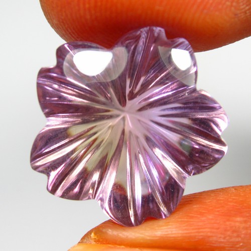 12.56 Ct~Natural Top Luster Purple Amethyst Beautiful Flower Carving-A690