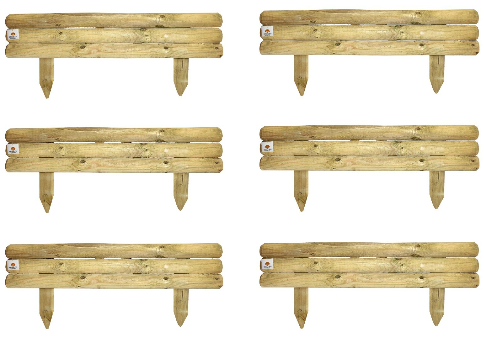 Horizontal Wooden Log Panels Garden Border Board Lawn Edging 21cm high 6Pcs