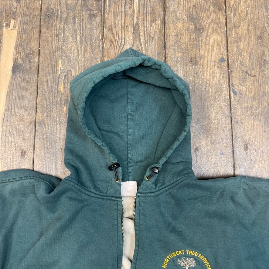 Carhartt Hoodie Mens Full-Zip Y2K Workwear Mesh Lined Sweatshirt, Green, 2XL image 7