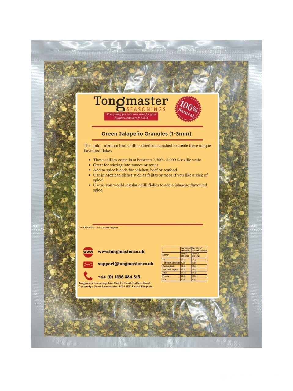 Green Jalapeno Granules (1-3mm) - 50g