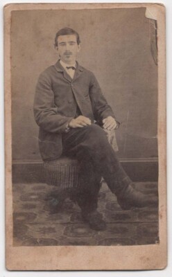 Antique CDV Circa 1860s D.J.A. Melhorn Handsome Man Mustache Suit New Oxford PA