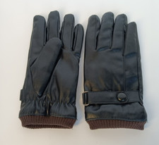 Women's Black Ladies Leather Gloves with Fleece Lined Winter Med