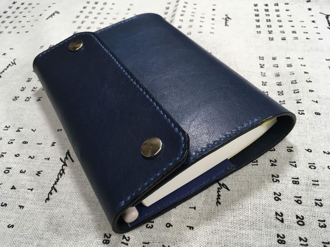 Notebook Cover Genuine Leather Hand-Stitched Hobonichi Techo Original  Navy Blue