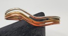 Vintage Sergio Lub Magnet Tri-color Metal Cuff Bracelet Rainbow Waves 766 Signed — photo 10