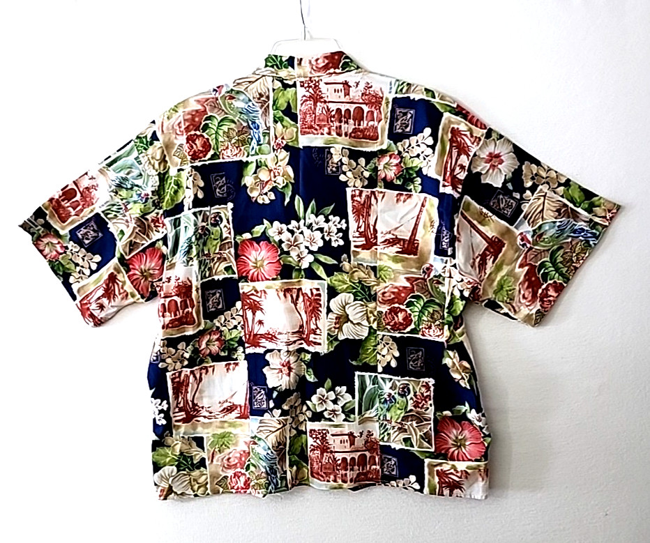 Key West Hand Print Fashions Mens XL Floral Tropical Shirt Vintage image 2