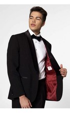 Men  s OppoSuits Jet Set Black Tuxedo Suit Set Size 52 Measurements On Pics