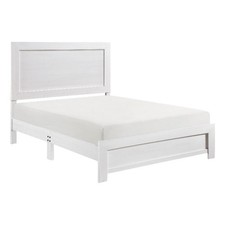 Pemberly Row King Size Bed Farmhouse Style in White Finish Wood Veneer