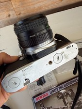 Pentax ME Super 35mm SLR camera with a Focal 28mm f/2.8 lens and a Pentax AF160