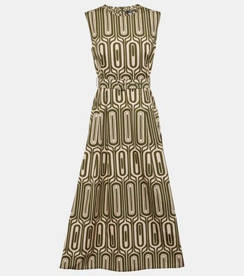 Max Mara S Max Mara Dress Maxi Andreis 8 Abstract Cotton Belted Italy $1090