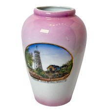 ANGOLA, INDIANA IN Antique HOOSIER HILLS Souvenir China Painted Vase