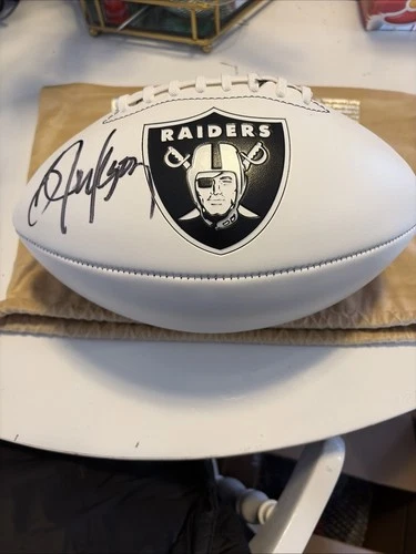 Bo Jackson Autographed Signed Oakland Raiders Logo Football - Beckett