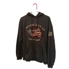 Buck Wear Never Give Up The Fight American Flag Hoodie Men's Size Medium