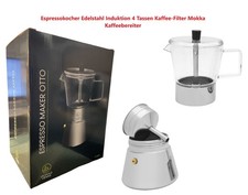 Espressokocher Edelstahl Induktion 4 Tassen Kaffee-Filter Mokka Kaffeebereiter