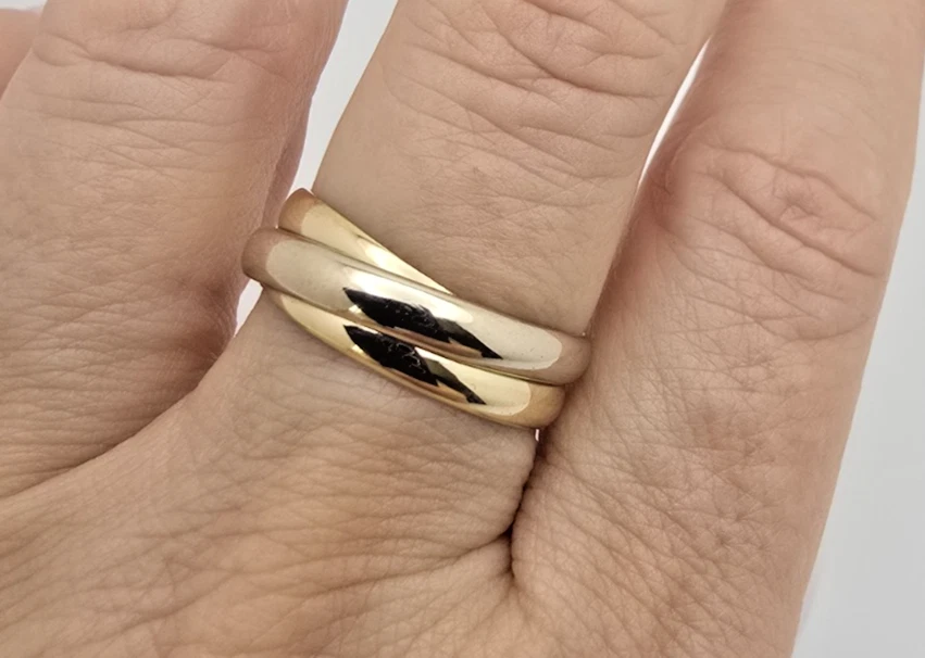 Anillo MILOR Oro Blanco/Amarillo 14k Doble Banda, Talla 8,75 Foto 3 de 4