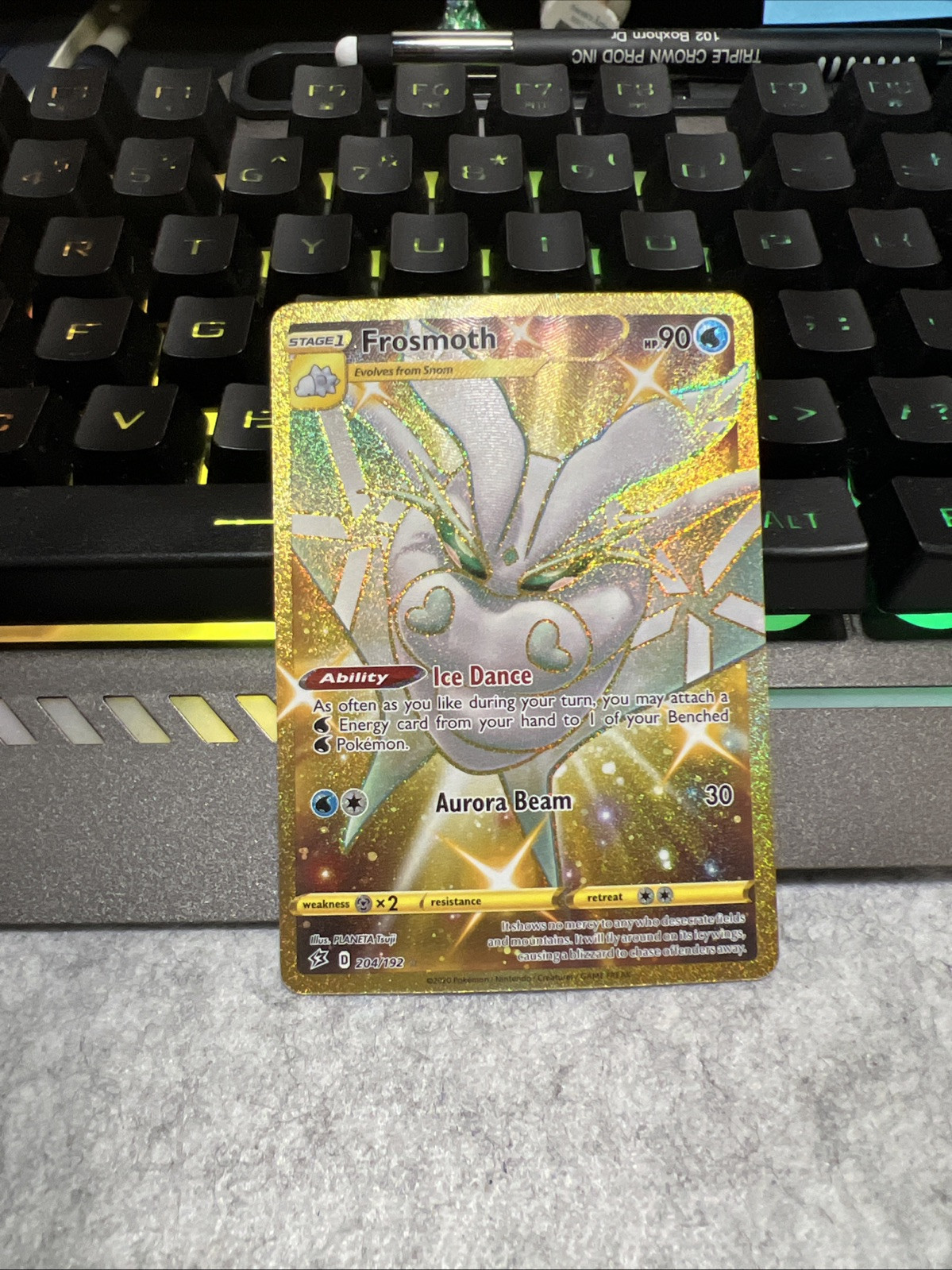 Pokemon TCG Frosmoth 204/192 Rebel Clash Gold Secret Rare Holo NM!!