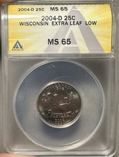 2004 D WISCONSIN EXTRA LEAF LOW WASHINGTON QUARTER ANACS MS 65 259