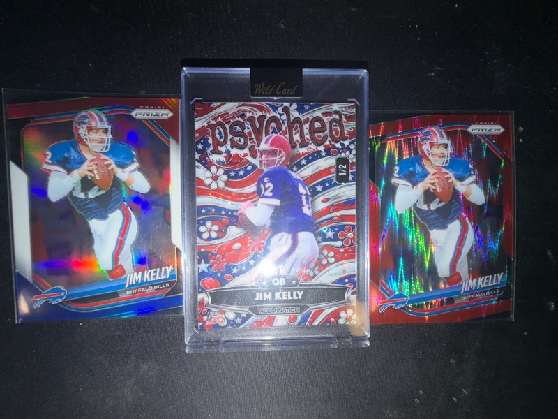 Jim kelly   from prizm and wild card psyched 2/2 red white and blue