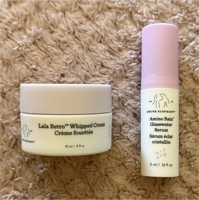 Drunk Elephant Lala Retro Whipped Cream Moisturizer 15ml +Amino Rain Glass Serum