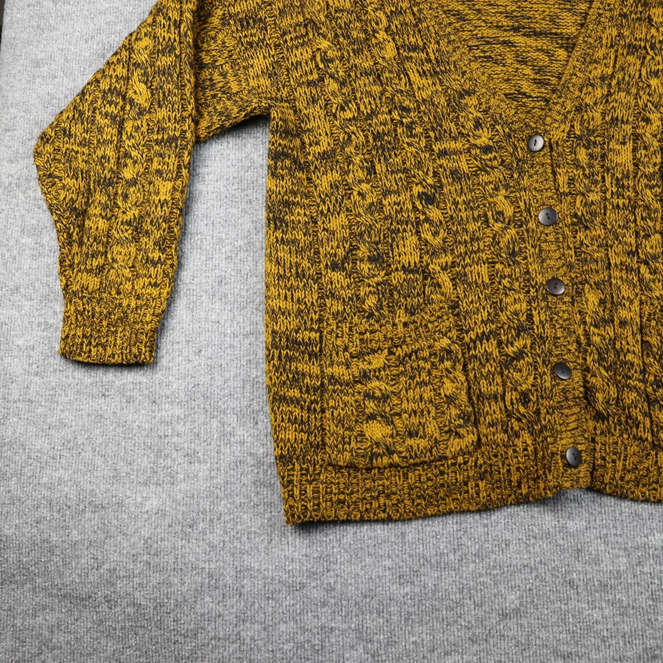Cárdigan suéter vintage Venezia para mujer 22/24 amarillo negro tejido con cable cuello en V Foto 2 de 4